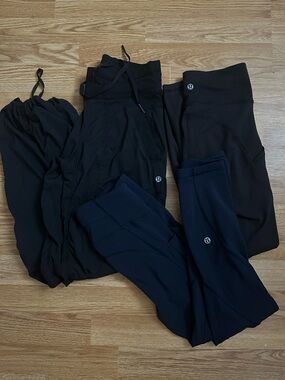 Lululemon Bundle Black & Navy Wunder Train Leggings + dance studio pants